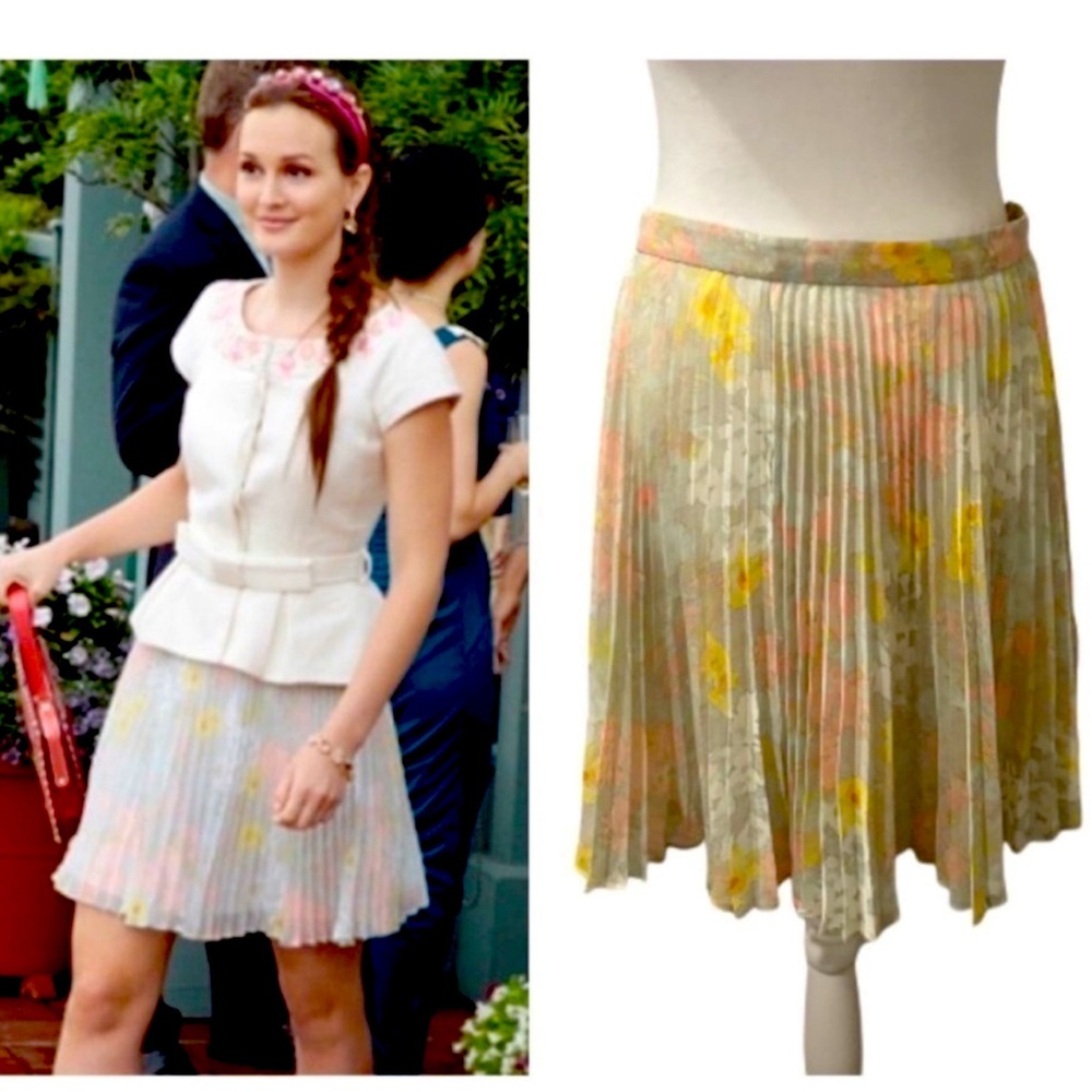 Alice + Olivia Gold Mini Skater Skirt